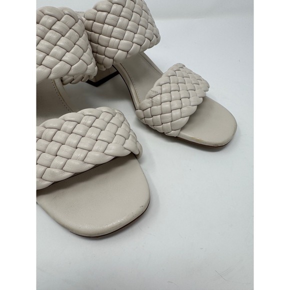 Steve Madden Daphnee Bone White Woven Heeled Sandals - Picture 4 of 6
